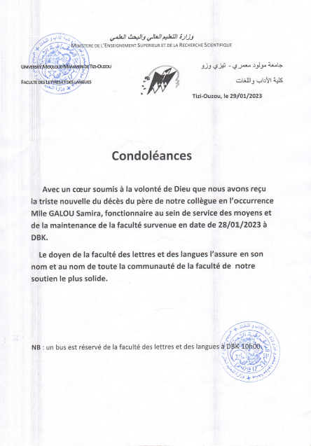 condoléances