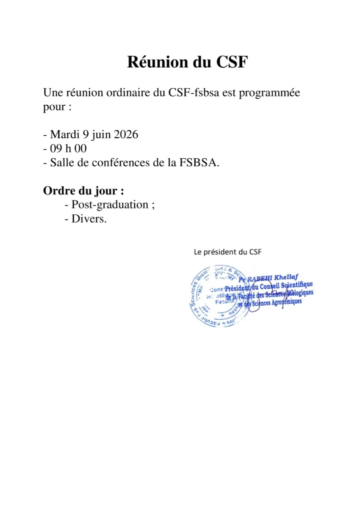 affichage csf pour le 9 juin 2026