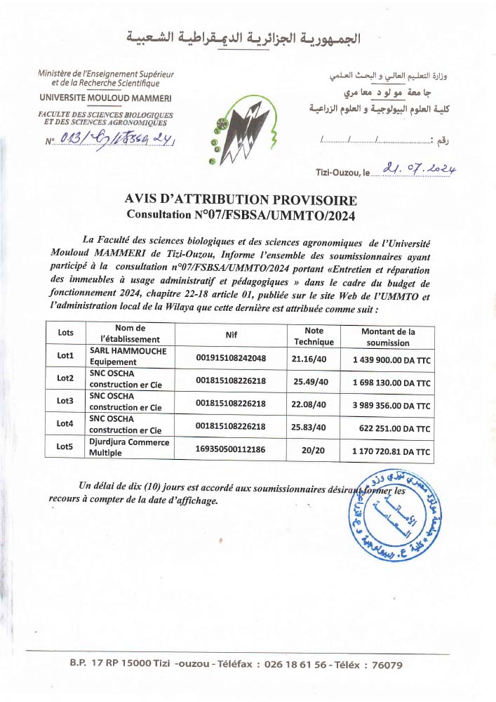 attribution provisoire