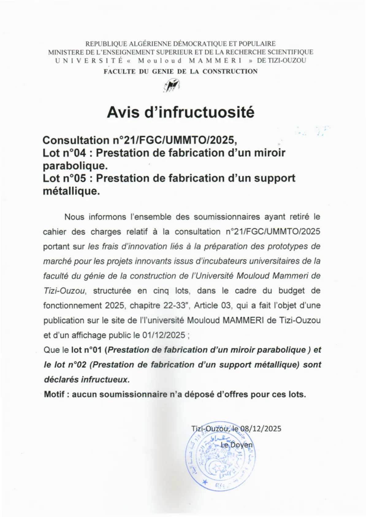 INFRUCTUOSITE 21FGC25