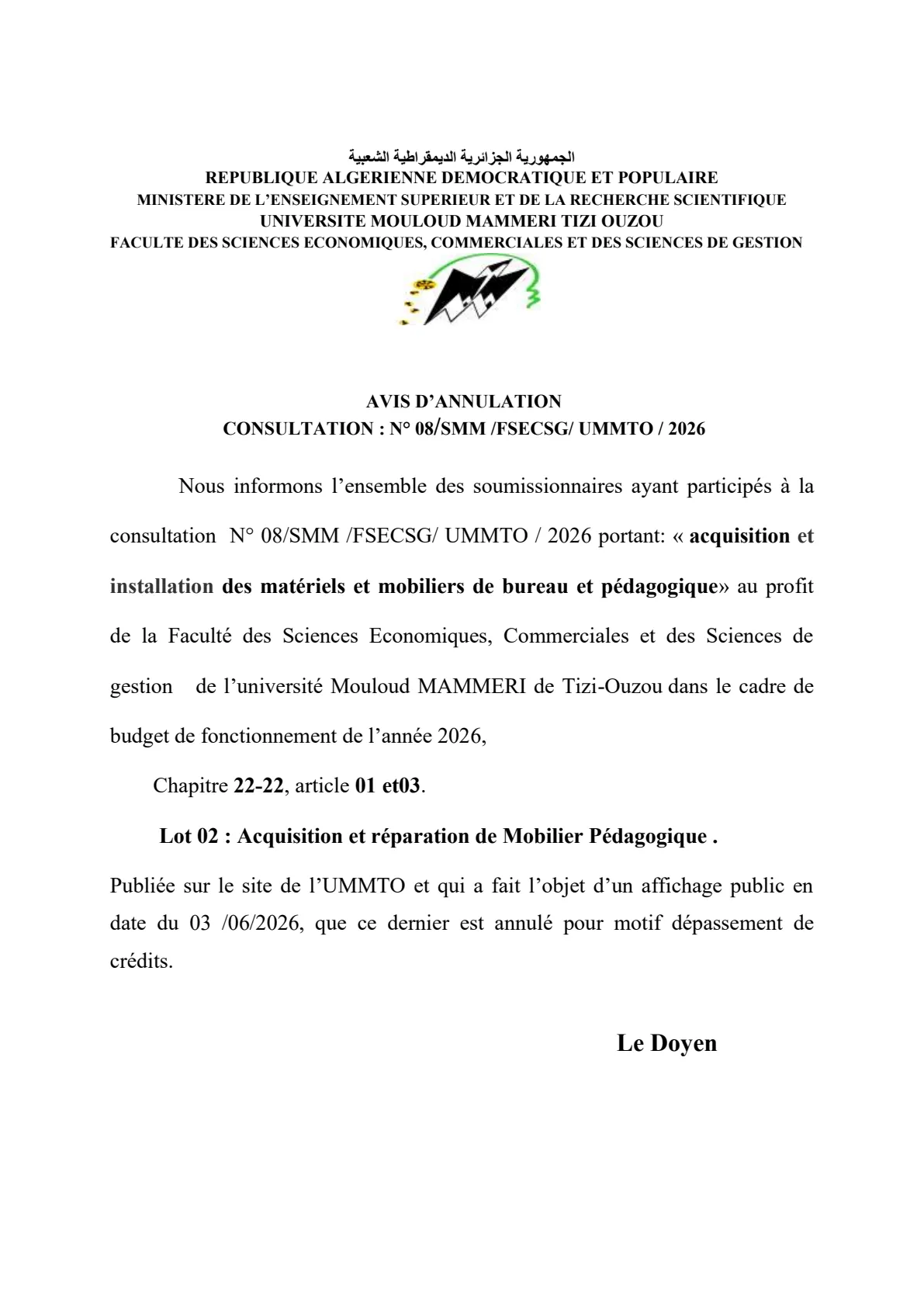 Annulation Cons08FSECSG26