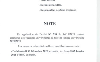 Vacances universitaires d&rsquo;hiver