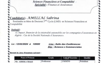 Avis de soutenance Thèse Doctorat LMD Madame Amellal Sabrina