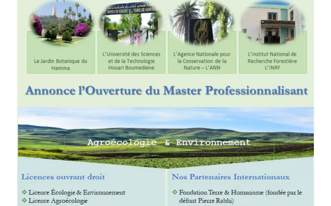 Inscription en Master  professionnalisant  « Agroécologie & Environnement » 