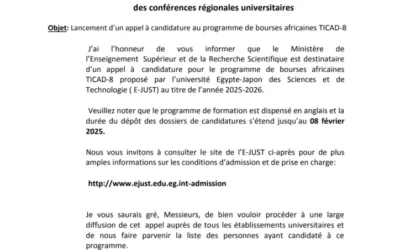 Lancement d’un appel à candidature au programme de bourses africaines TICAD-8
