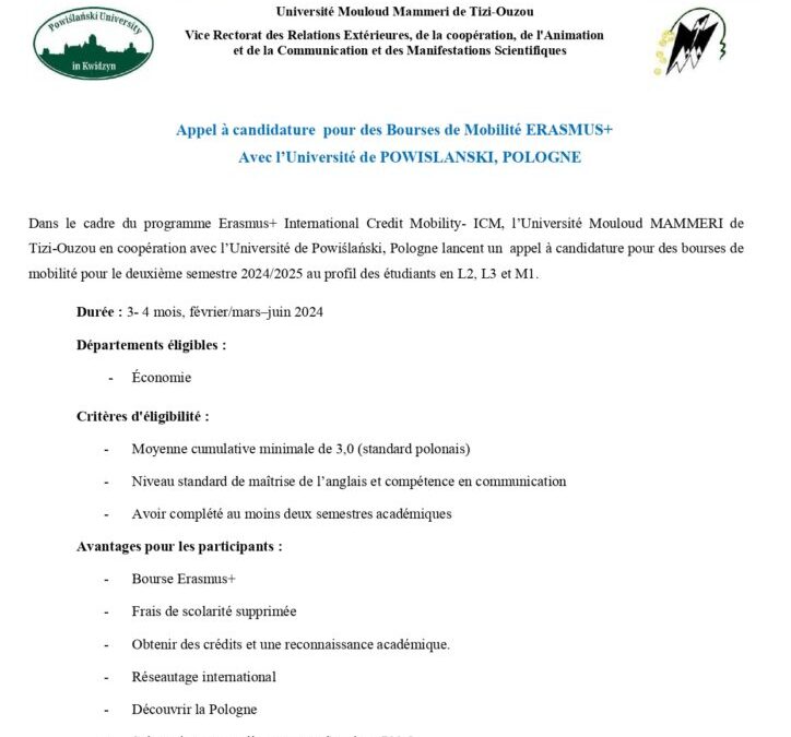 Appel à candidature pour une bourse en Pologne