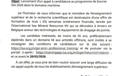 Appel à candidature au programme de bourse ISA 2026 dans le domaine maritime