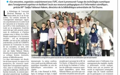 Le journal El Watan consacre un article sur la conférence organisée à la bibliothèque centrale