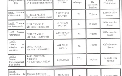 Avis d’attribution provisoire de la consultation N°07/FS/UMMTO/2025