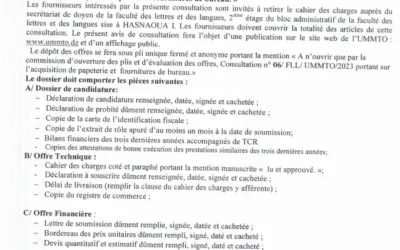Avis de consultation n°06/FLL/UMMTO/2023