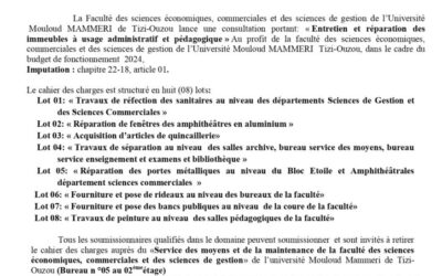 Avis consultation N°10/SMM/FSECSG/UMMTO/2024