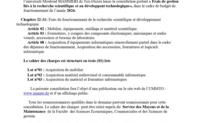 Avis Consultation N°11/SMM/FSECSG/UMMTO/2024
