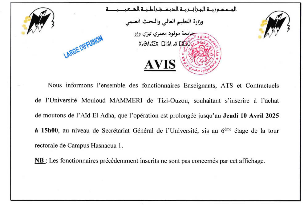 Recensement pour l&rsquo;Aïd El Adha