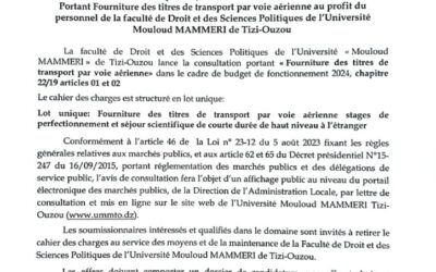 Avis de Consultation N°18/SMM/FDSP/UMMTO/2024