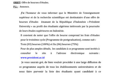 Offre de bourses d’études en Indonésie