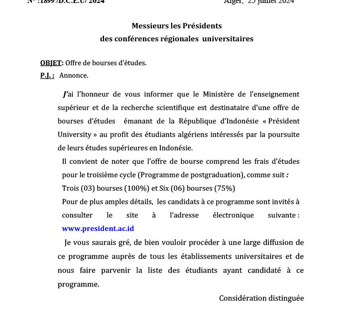 Offre de bourses d’études en Indonésie