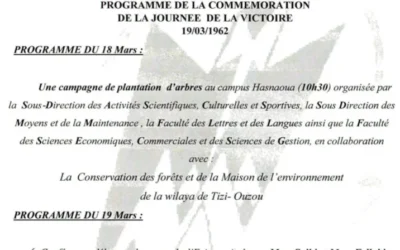 PROGRAMME DE LA COMMÉMORATION DE LA JOURNÉE DE LA VICTOIRE (19/03/1962)