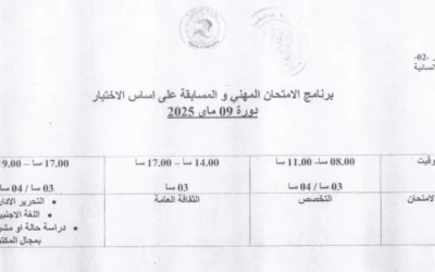 Planning et Grades concernés par les Examens Professionnels du 09 Mai 2025
