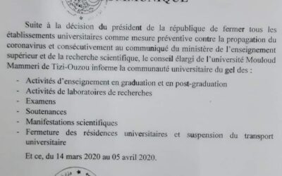Urgent: avis à la communauté universitaire