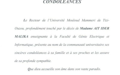 Condoléances: décès de l&rsquo;enseignante AIT AIDER Malika
