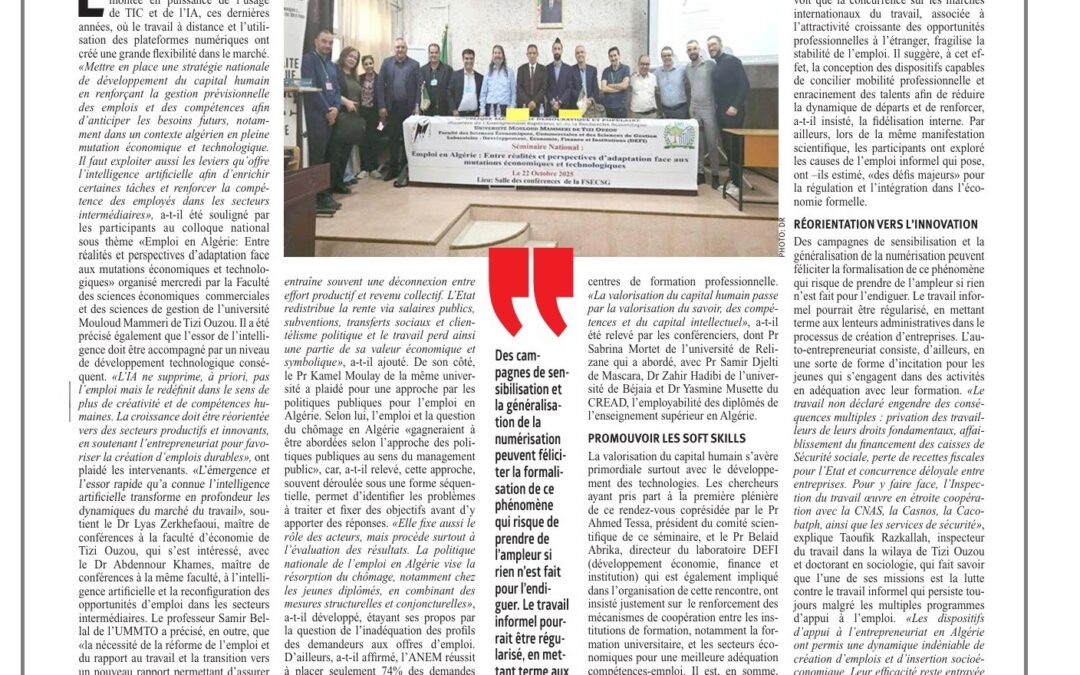 Revue de presse UMMTO: Le numérique reconfigure le marché de l’emploi