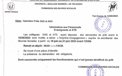 {:fr}Avis aux personnels enseignants et ATS: Opération prêts 2022 et 2023{:}