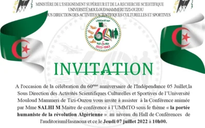 60ème anniversaire de l’indépendance: Conférence sur la révolution algérienne
