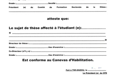 Modèle d’Attestation de conformité du sujet de thèse de doctorat