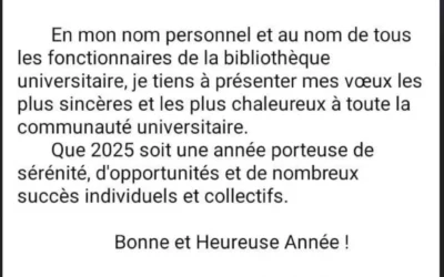 Nouvel an 2025  Vœux de la Directrice de la Bibliothèque