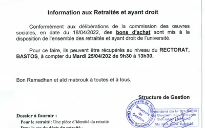 Œuvres sociales: Bons d’achat pour les retraités