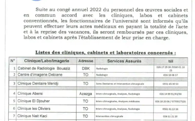 Œuvres sociales: prise en charges pendant les congés