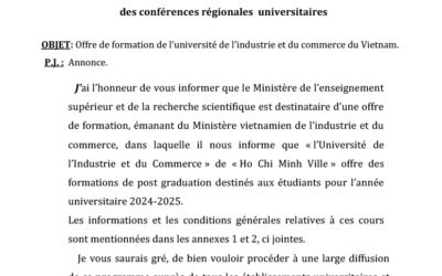 Offre de formation de l’université de l’industrie et du commerce du Vietnam