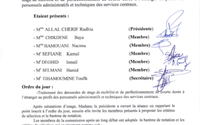 PV traitement des demandes de Stage de Mobilité et de Perfectionnement de Courte Durée à l&rsquo;Etranger année 2023 ( RECTORAT)