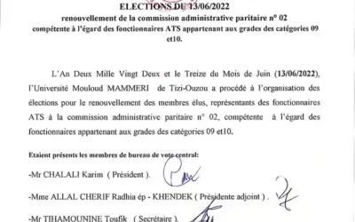 Election de la commission paritaire n°02: PV de dépouillement