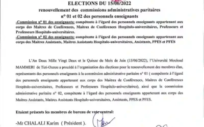 Election des commissions paritaires enseignants: PV de dépouillement