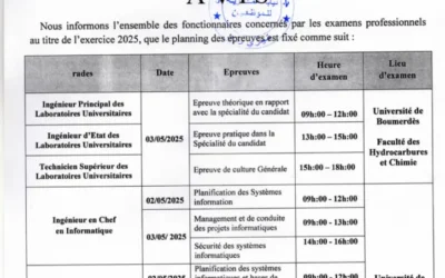 ATS : Planning des Examens Professionnels 2025