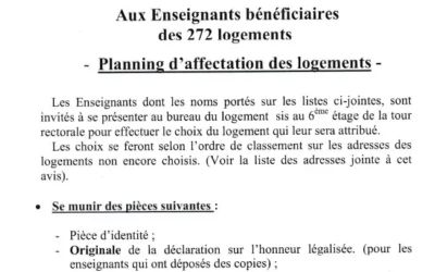 Planning d’affectation des 272 logements
