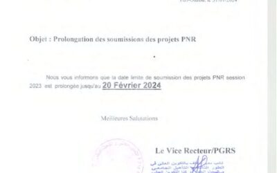 Prolongation des soumissions des projets PNR