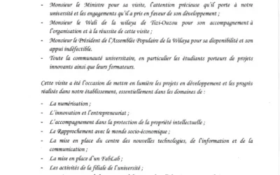 Remerciements de Monsieur le Recteur