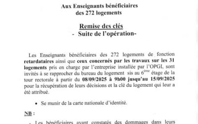 Avis aux bénéficiaires des 272 logements