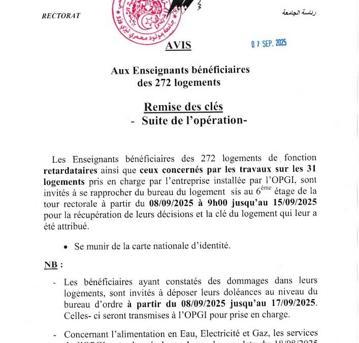 Avis aux bénéficiaires des 272 logements