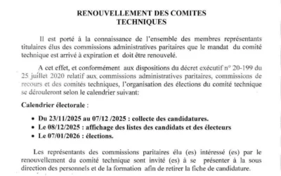 Renouvellement des comités techniques