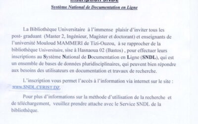 Inscription SNDL (Système National de Documentation en Ligne)