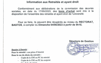 Avis aux retraités et ayant droit: Opération Bons d’achat 2023