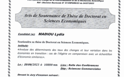Avis de soutenance MADIOU Lydia