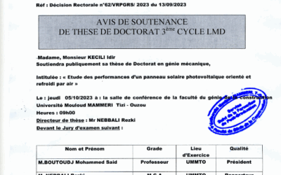 Avis de soutenance M.KECILI Idir