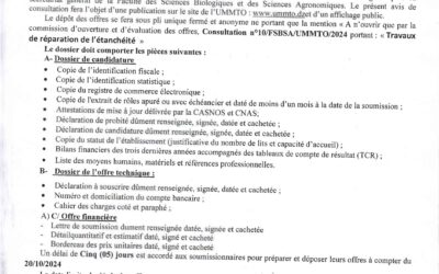 Avis de consultation N10/FSBSA/UMMTO/2024