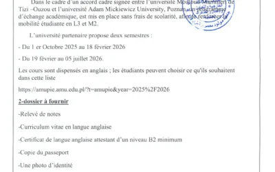 Appel à candidature pour un programme d’échange avec l’université ADAM MICKIEWICZ POZNAN