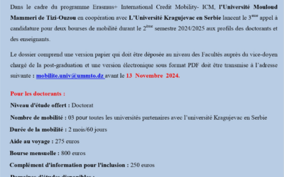 Erasmus : Appel à candidatures pour les doctorants et enseignants
