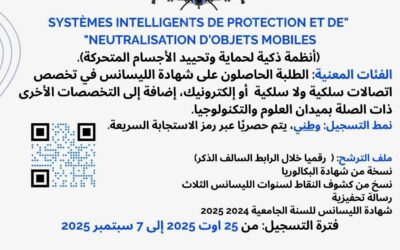 Appel à candidature – Master Professionnalisant en Systèmes intelligents de protection et de neutralisation d’objets mobiles